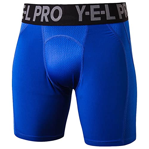 Sillictor Mens Compression Shorts Mesh Moisture Wicking Running Underwear Men Anti Chafing Tight Gym Shorts Men Fitness Underwear for Football Cycling Training,Breathable Muscle Support 1045 Blue L