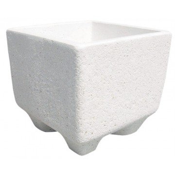 AnaParra Jardinera hormigón Piedra Acabado Piedra Lavada Mármol, para Exterior Eneldo 32X32X32cm. |25kg | 15l. Color Blanco