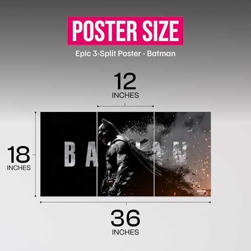 Image of Dark Vigilante Superhero Inspired 3-Split Wall Poster Set | 12x18 Inch Each Panel | 36x18 Inch Combined | Cinematic Shadow Hero Wall Art for Bedroom, Gaming Room & Man Cave
