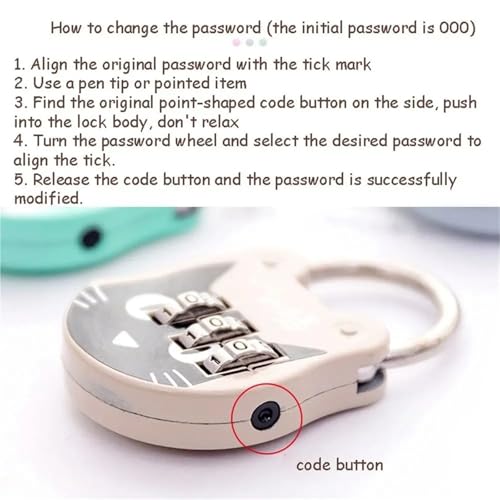 Mini cadenas à code bagages chat bleu petite serrure casier voyage