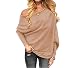 VOIANLIMO Women's Off Shoulder Knit Jumper Long Sleeve Pullover Baggy Solid Sweater Khaki S