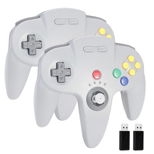 miadore 2-Pack Wireless USB N64 Controller, 2.4G USB Gamepad Joystick für Windows PC, MAC, Raspberry Pi und Switch (grau)