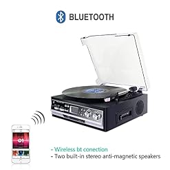 DLITIME Bluetooth Platine Vinyle,Lecteur Vinyle 33/45/78 TR/Min avec Cassette/AM&FM/USB/RCA/AUX/Télécommande - Les Beatles, Paul McCartney, John Lennon, RIngo Starr, George Harrison DLITIME Bluetooth Platine Vinyle,Lecteur Vinyle 33/45/78 TR/Min avec Cassette/AM&FM/USB/RCA/AUX/Télécommande – Image 3