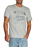 MUSTANG Męski t-shirt z nadrukiem z przodu, okrągły dekolt, krótki rękaw, regularny, 100% bawełna, czarny, biały, szary, niebieski, zielony, 4 szt., Miks kolorów (P10)., L