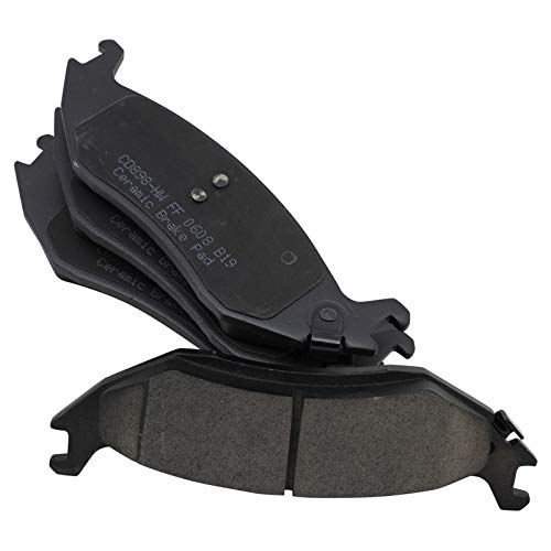Image of TRQ Performance Rear Performance Brake Pad & Rotor Kit Ceramic Premium G-Coated Slotted X Drilled Compatible with 2007-2009 Chrysler Aspen 2004-2009 Dodge Durango 2002-2010 Ram 1500 2011-2018 Ram 1500