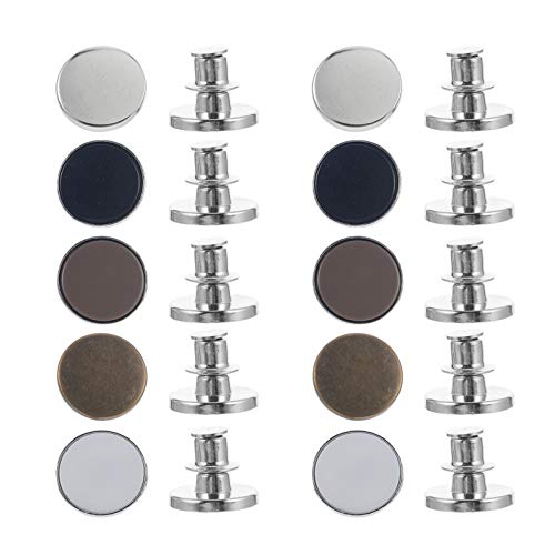 EXCEART 10Pcs Botões de Jeans Botão de Metal Botões de Pressão Kit de Substituição de Acessórios par