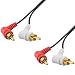 Produktbild Best Plug 1,5 Meter Stereo Audio RCA L-R Kabel, 2 Cinch Stecker 90° abgewinkelt auf 2 Chinch Stecker 90° abgewinkelt, vergoldet, Schwarz