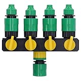 Yctze Sdoppiatore per Tubo da Giardino a 4 Vie - Sdoppiatore per Rubinetto per Irrigazione da Giardino in ABS e Acciaio Inossidabile per Uso in Patio e Fattoria - Sdoppiatore per Tubo