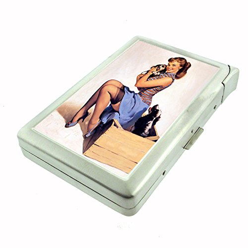 Vintage Retro Sexy Bridesmaid Party Cigarette Case with Built in Lighter Pin Up Girl-097
