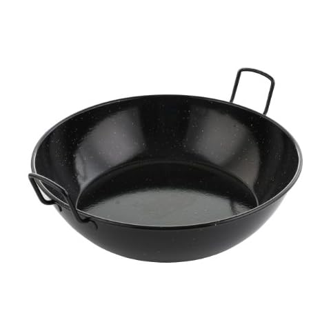 Vaello Campos Enamelled Deep Frying Pan / Flat Bottomed Wok / Spanish Sarten - Double Handle 40Cm Cover