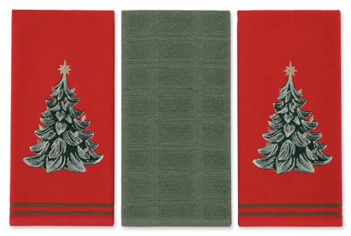 Serafina Home Kitchen Hand Dish Towels, Vintage Tree, 3 Pcs, 16 x 26 Inch