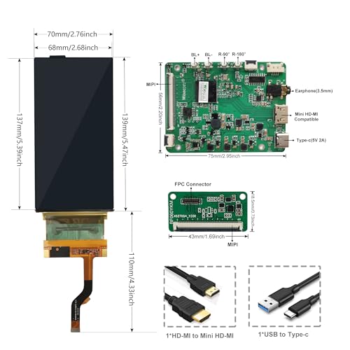 6 inch 2K 2880 * 1440 Flexible OLED Screen Display Bendable Display Screen Module with HDMI Driver Controller Board Kit Only Support Windows GPU Change YCRBR to RGB