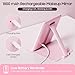 Benbilry Foldable Travel Makeup Mirror with Lights and 20X Magnification, Rechargeable Tabletop LED Vanity Mirror with Adjustable Stand, 3-Colored Dimmable Lighting, Portable Cosmetic Mirror, Pink