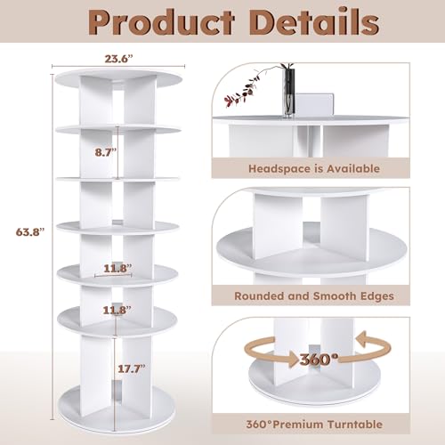 Image of Multi Layer Cylindrical Rotating Shoe Rack Tower,Free Standing 360 Spinning Storage Organizer,Can Store Approximately 30 Pairs of Shoes,Space-Saving Design (6-Tier)
