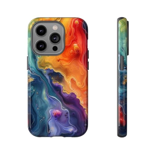 Coque rigide iPhone 14 Pro motif artistique fluide abstrait brillant coloré