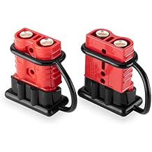 Mofun 2-4 Gauge Battery Quick Connect Disconnect Electrical Plug Kit 175 Amps Wire Harness Plug for Winch Trailer, 2 Pack, Red