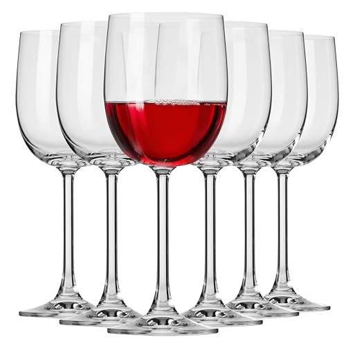 Krosno Verres à vin blanc & rouge GEMA | Lot de 6 | 340 ml | Pour la maison, les restaurants et les fêtes | Compatible lave-vaisselle | Cristal sans plomb