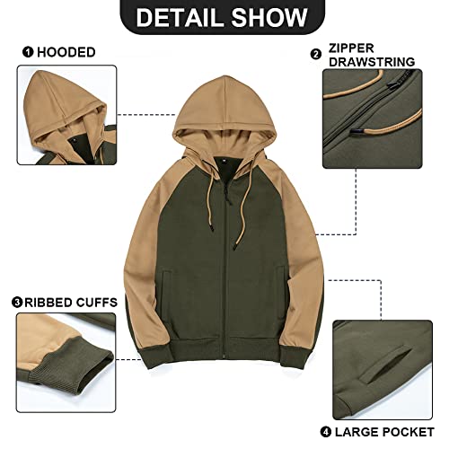 Image of MANTORS Mens Fleece Jackets Contrast Hoodies Lightweight Sweatshirt Color Block Jacket Coats