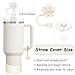 Stanley Cup Accessories Set,Including 2 Pcs 0.4in Straw Cover, 1 Silicone Spill-Proof Stopper Set of 3, 1 Cute Flower Handle Charm, 1 Silicone Boot Fits Stanley 40&30 Oz Tumbler (Cream)