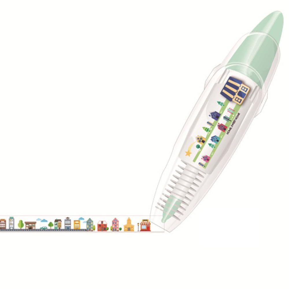 6 Pcs DIY Decoration Tape Pen,Cute Erasers Magic Pens for Kids,Scrapbooking Stickers Diary Decor Tape Roller Pen for Adults (House)