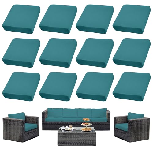 SUKAIKEQA 8er Set Outdoor Kissenbezüge Cremeweiß, Wasserabweisende Ersatzbezüge für Gartenmöbel, Patio Sofa, Lounge, Terrasse, Stühle und modulare Sitzgruppen, nur Bezug, modern und pflegeleicht