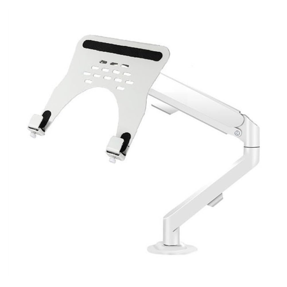 SaryEdge Height - adjustable monitor stand arm Laptop Arm Mount for Desk Holds 4.4-19.8lbs, 2 in 1 Adjustable Gas Spring Arm Single Monitor Desk Mount with Tra,White