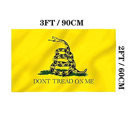 Jayus Double Sided Gadsden Snake Flag 2X3 Outdoor- 200D 3 Ply Polyester Dont Tread On Me Flags Banners- Libertarian Flag With Vivid Powerful Snake #TOP3