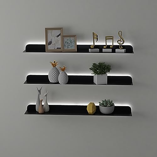 Étagères flottantes à montage mural noir avec diverses combinaisons pour salon et bureau