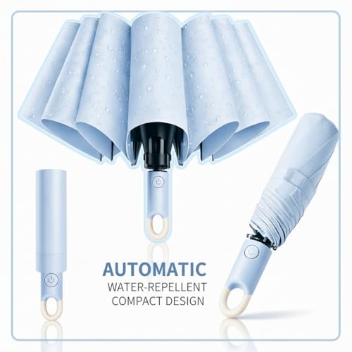 Image of Owme UV Umbrella for Women, Mini Folding Portable 3-Fold Umbrellas | Auto Open & Close for Rain and Sun Protection, Anti-Slip Handle | Windproof Umbrlla for Bedroom, Living Room,Entryway -