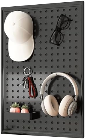 Freestanding Metal Pegboard Wall Panels - Versatile Tool Organizer for Home, Office, Garage, Craft Room & Kitchen - Durable Black 23.62x47.24in/60x120CM Storage Solution for Easy Access & Display