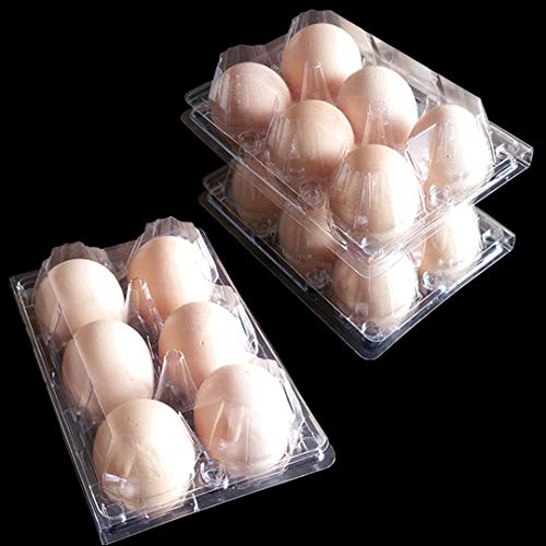 48Pack Clear Plastic Disposable Egg Tray Carton Holder for Family Pasture Chicken Farm Business Market- Holds 6 Eggs Securely