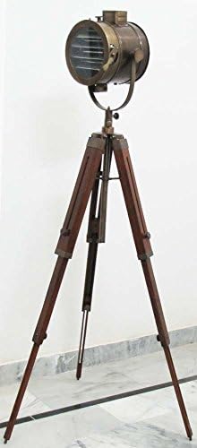 Nautical Designer Spot Searchlight Studio Floor Lamp with Rosewood Tripod Stand