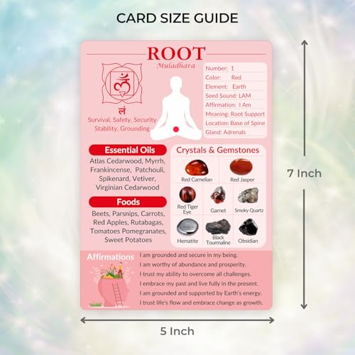 7 Chakras Cards, Double-Sided Quick Reference Guide for Chakra Healing Meditation Yoga Pose with Crystals, Essential Oils & Affirmations, Spiritual Day Gifts for Her & Him Beginner Friendly - Image 5
