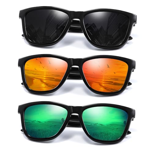 Polarized Sunglasses Womens Trendy Classic Retro Womens Sunglasses Men Driving Sun Glasses UV Protection (NEWBlackgrey+BlackKredS+BlackKgreenS)