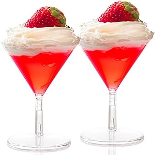 40 Disposable Mini Plastic Martini Glasses Clear Mini Dessert Cups Plastic Cocktail Glasses