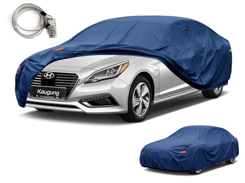 Image of Kaugung Custom Fit Sedan Car Cover for Hyundai Sonata (1993-2026), Heavy Duty Waterproof All Weather Outdoor Protection, Breathable Full Exterior Cover with Vent, Rain Sun Snow UV Proof