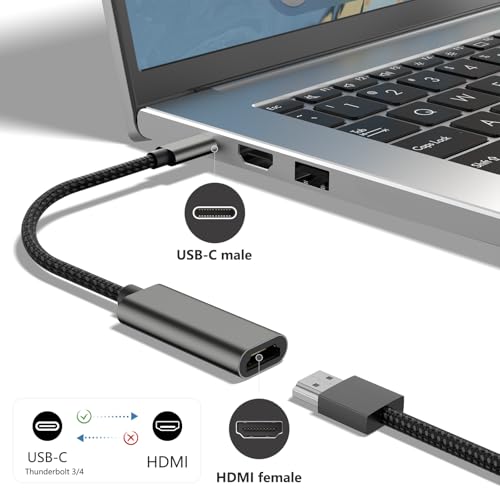 Image of Tobfit USB C to HDMI Adapter 4K@30Hz, Type C to HDMI Converter Thunderbolt 3 /4, for iPhone 15 16 Pro /Max,MacBook Pro /Air Laptop, Samsung Galaxy, Surface Go, XPS, iPad, Huawei, Honor (4K@30Hz)
