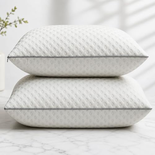 Image of ZZZMRH Shredded Memory Foam Pillows 2 Pack for Neck and Shoulder Pain Relief, Side Sleeper Pillows Neck Support – Hypoallergenic Medium Firm, Luxury Bed Pillows 50x70cm