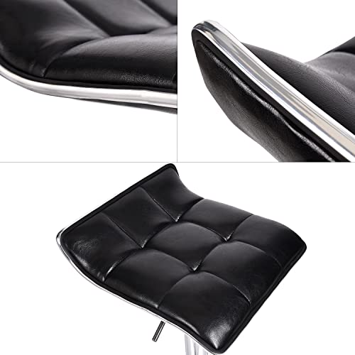 Set Of 2 Barstool, Adjustable Swivel Gas Lift Bar Stools, Pu Leather With Chrome Base, Black #TOP2