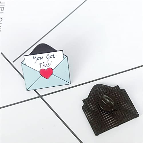 Image of ''YOU GOT THIS!'' Love Envelope Brooch Cute Heart Message Lapel Enamel Pin Badge Set Couple Brooch for Hat Jacket Cotton Shirt Skirt