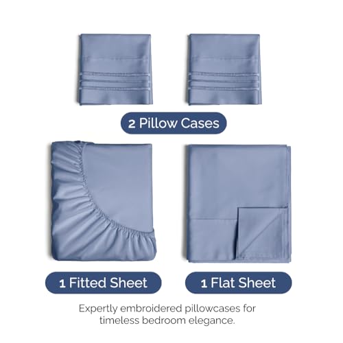 Image of King Size 4 Piece Sheet Set - Ultra Soft & Cooling Sheets - Dusty Purple | Fits 8 Inch to 16 inch Mattress, Wrinkle Free & Fade Resistant with Deep Pockets, Breathable, Comfy Hotel Luxury Bedding