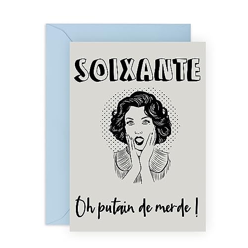 Central 23 Carte pour 60 ans anniversaire femme – « SOIXANTE » – 60e anniversaire humour – Cartes d'anniversaire drole pour maman tante grand-mère – Ancienne – par