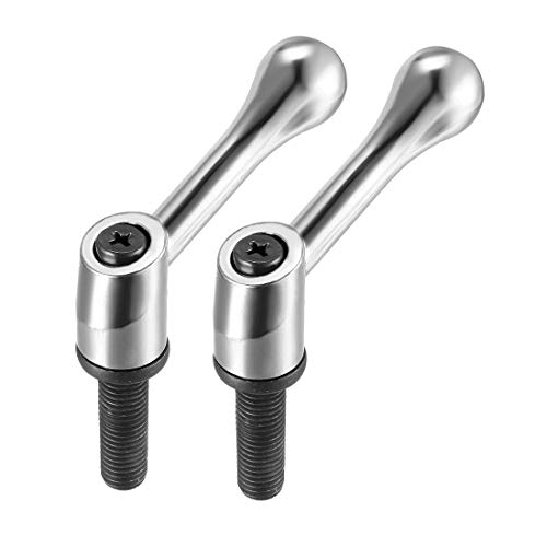 Image of uxcell M12 x 40mm Handle Adjustable Clamping Lever Thread Push Button Ratchet Male Threaded Stud Knobs Locking Rotating Screw Handles Quick Release Bolt Silver Tone 2pcs
