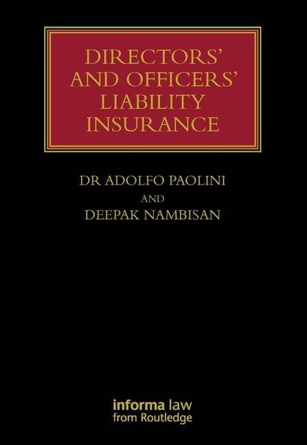 Directors' and Officers' Liability Insurance (Lloyd's Insurance Law Library)