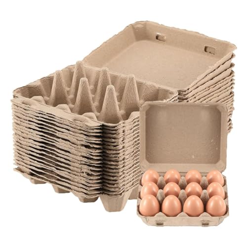 Tsudoku Paquete de 20 Cartones de Huevos, Contenedores de Papel Cuadrados, Bandeja Vacía, Soporte para Huevos