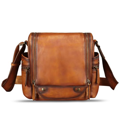 IVTG Genuine Leather Purse and Messenger Bag for Men Leather Shoulder Bag Crossbody Bag Satchel Purse Briefcase with Strap2