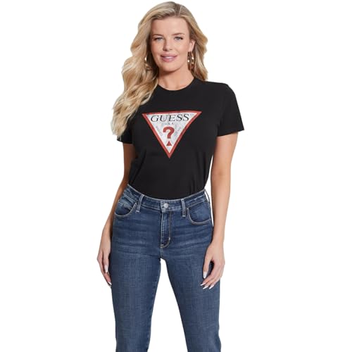 Guess Women's Essential Short Sleeve Classic Fit Logo Tee, Jet Black, S