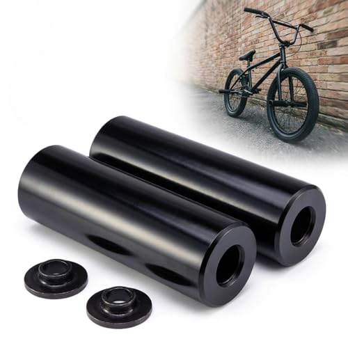 Juscycling Cr-Mo Steel BMX Pegs Non-Threaded Grinding Pegs 110mm Length 38mm Diameter 14mm Axle Hole with 3/8 Adapter (Black)