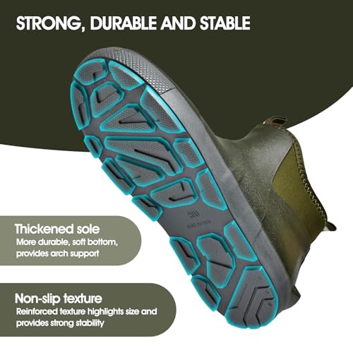 GemChve Gummistiefel Herren,Gartenschuhe herren Kurze,Chelsea Boots Damen,Arbeitsschuhe Gummistiefel Halbhoch,Deckstiefel Wasserdicht Rutschfest Geeignet Regentag Reisen Angeln Green46EU