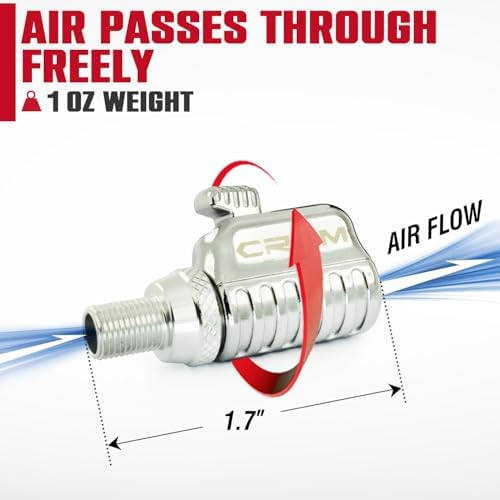 CROM Air Chuck Tire Inflator – Lock-On Chuck with 1/4-Inch F NPT Open Flow, for Dually Trucks, RV, Bicycle, Car Semi (Air Chuck)